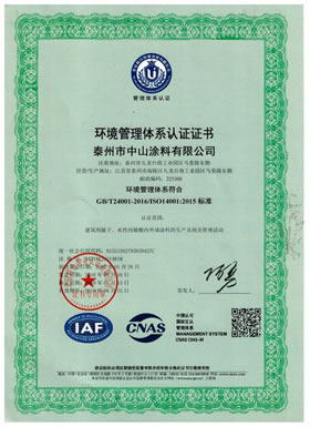 I环境管理体系认证证书